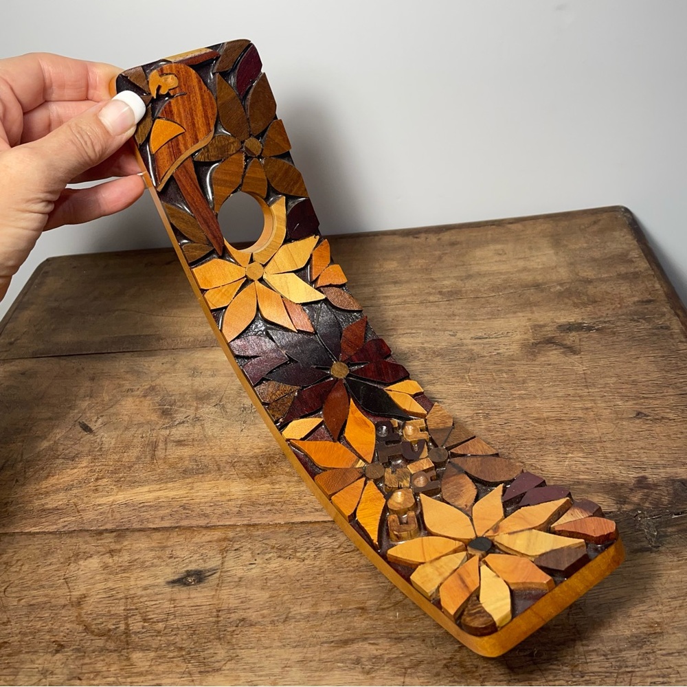 Vintage Wood floral hole cut boho decor